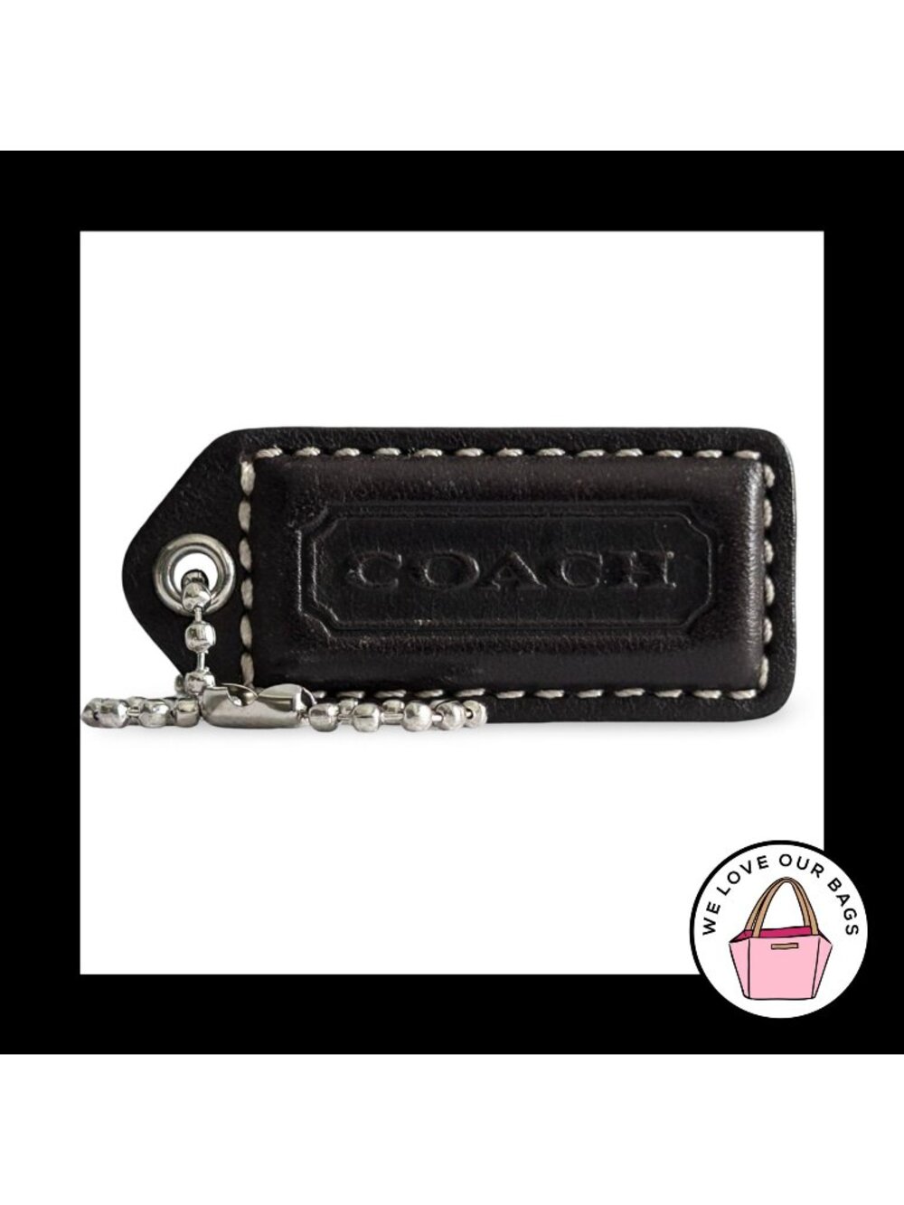 COACH Y2K VINTAGE Hang Tag 2" Dark Brown Leather Bag Charm Keychain Fob